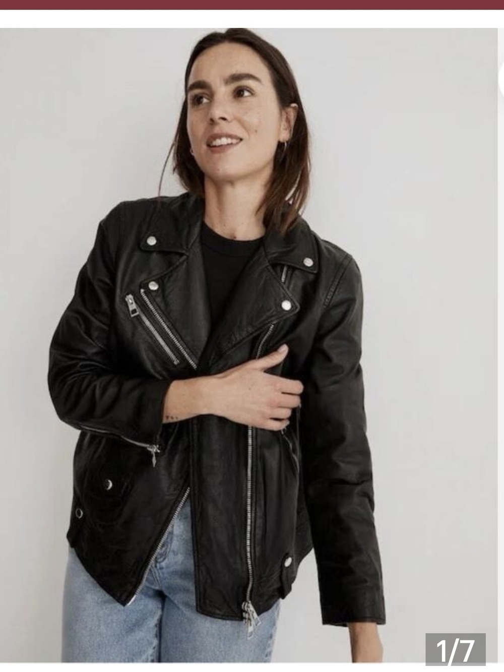 Madewell Black Leather Moto Jacket with Silver Hardware